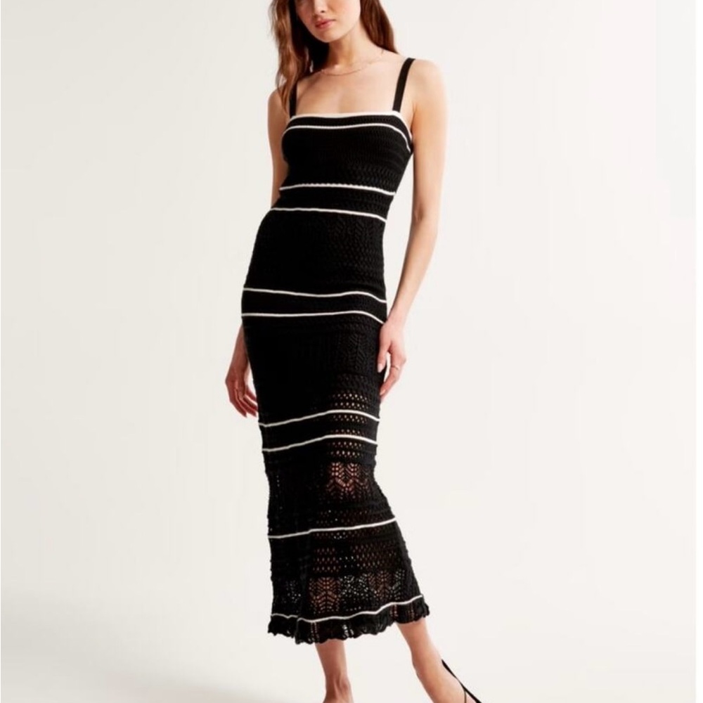 Abercrombie and Fitch Black Crochet Maxi Dress